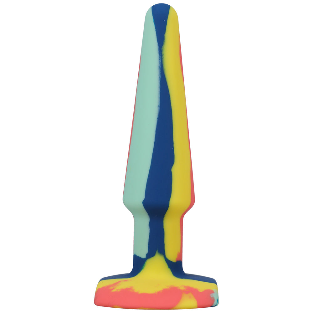 A-Play Groovy Silicone Anal Plug 5 in. Multi-Colored, Yellow