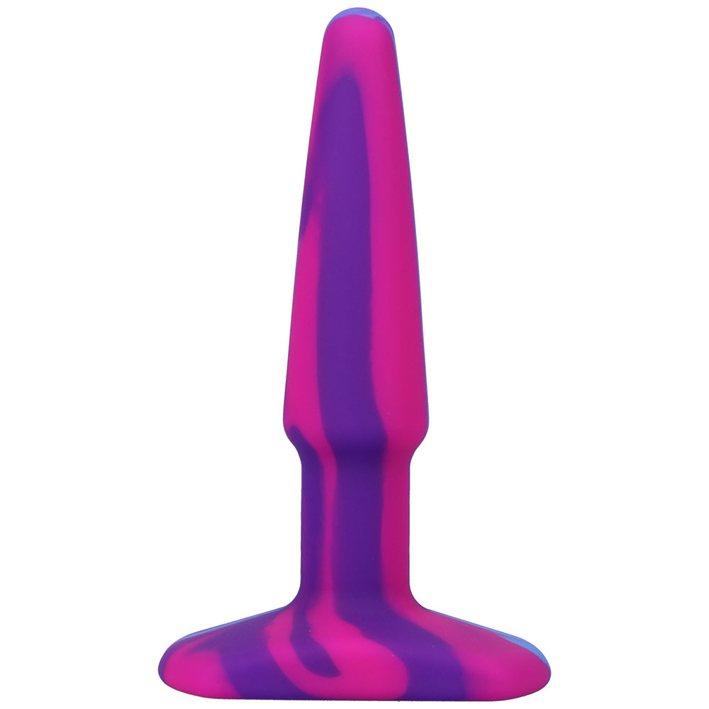 A-Play Groovy Silicone Anal Plug 4 in. Multi-Colored, Pink