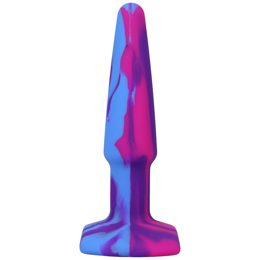 A-Play Groovy Silicone Anal Plug 4 in. Multi-Colored, Pink