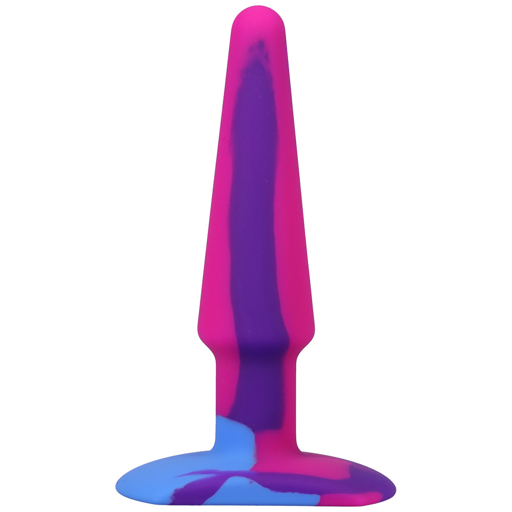 A-Play Groovy Silicone Anal Plug 5 in. Multi-Colored, Pink