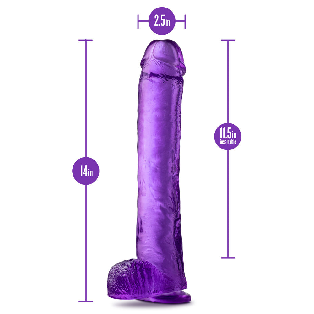 Blush B Yours Plus Hefty n' Hung 14 in. Dildo with Balls & Suction Cup Purple