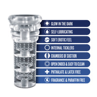 RIZE! Luz Glow in the Dark Self-Lubricating Stroker Clear