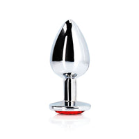 Ouch! Round Gem Butt Plug Small Silver/Ruby Red