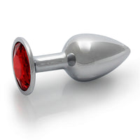 Shots Ouch! Round Gem Butt Plug Small Silver/Ruby Red