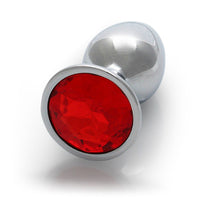 Shots Ouch! Round Gem Butt Plug Small Silver/Ruby Red