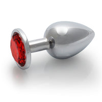 Shots Ouch! Round Gem Butt Plug Medium Silver/Ruby Red