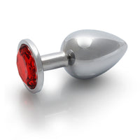 Shots Ouch! Round Gem Butt Plug Large Silver/Ruby Red