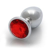 Shots Ouch! Round Gem Butt Plug Large Silver/Ruby Red