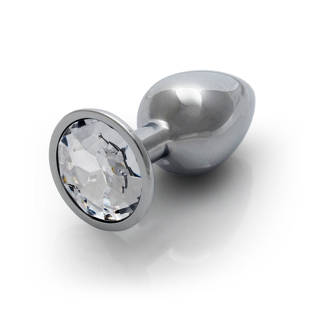 Shots Ouch! Round Gem Butt Plug Small Silver/Diamond