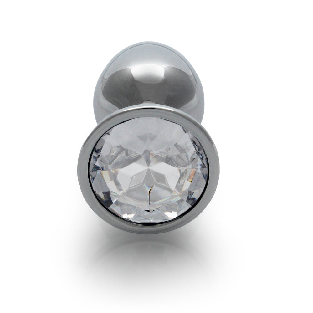 Shots Ouch! Round Gem Butt Plug Small Silver/Diamond