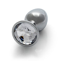 Shots Ouch! Round Gem Butt Plug Small Silver/Diamond