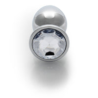 Shots Ouch! Round Gem Butt Plug Medium Silver/Diamond