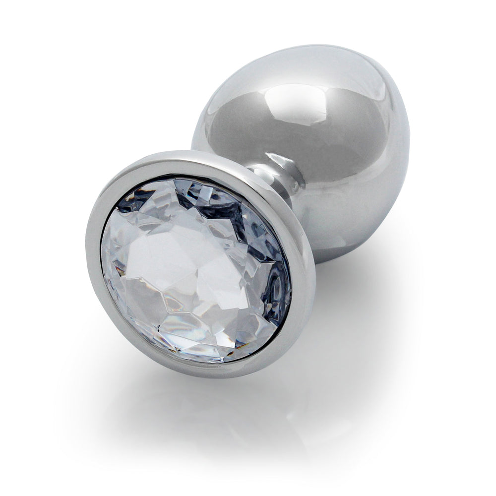 Shots Ouch! Round Gem Butt Plug Large Silver/Diamond