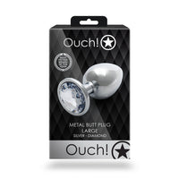 Shots Ouch! Round Gem Butt Plug Large Silver/Diamond