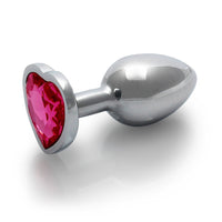 Shots Ouch! Heart Gem Butt Plug Small Silver/Rubellite Pink