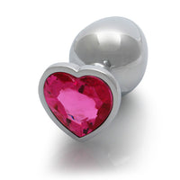 Shots Ouch! Heart Gem Butt Plug Large Silver/Rubellite Pink