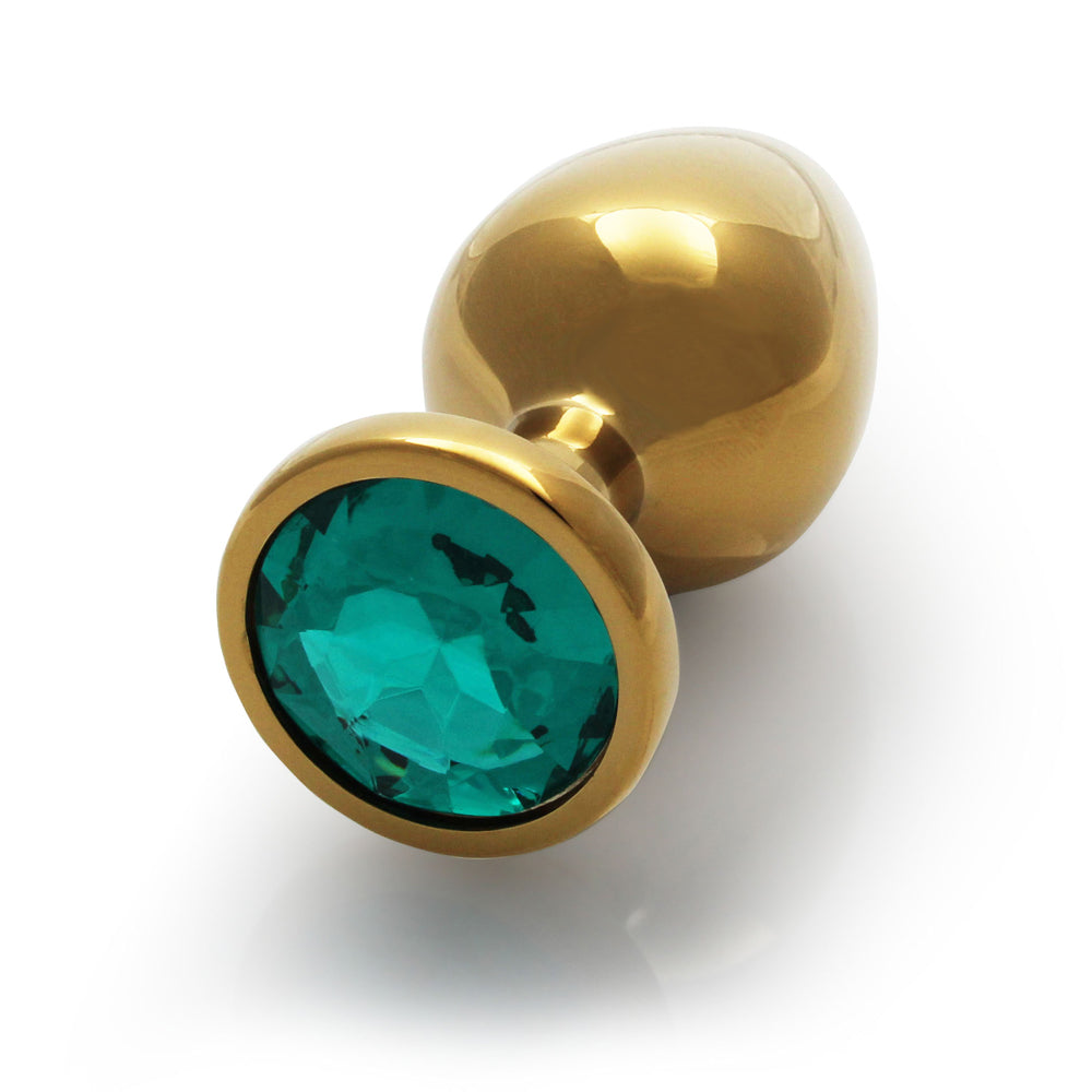 Shots Ouch! Round Gem Butt Plug Large Gold/Emerald Green