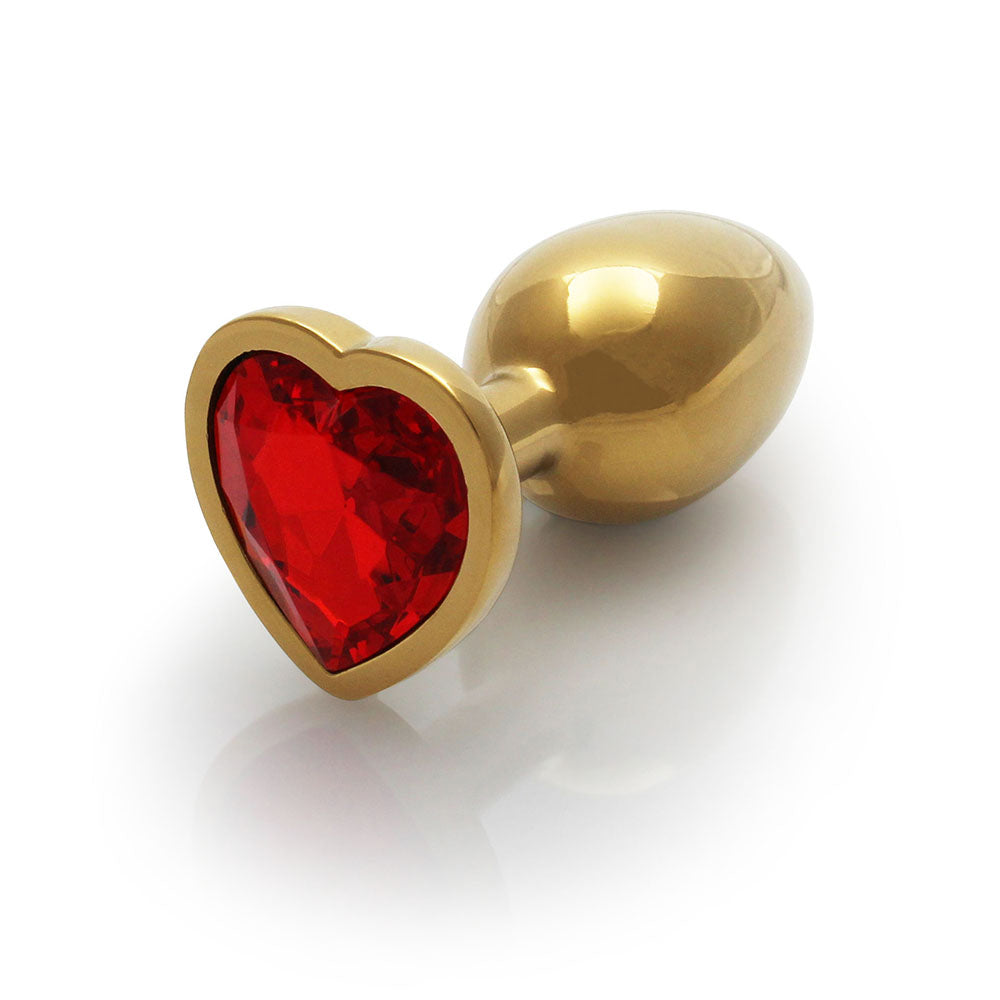 Shots Ouch! Heart Gem Butt Plug Small Gold/Ruby Red