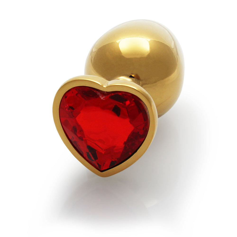 Shots Ouch! Heart Gem Butt Plug Medium Gold/Ruby Red