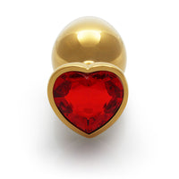 Shots Ouch! Heart Gem Butt Plug Medium Gold/Ruby Red