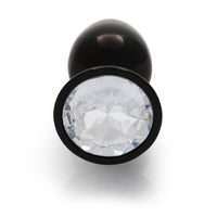 Shots Ouch! Round Gem Butt Plug Small Gunmetal/Diamond