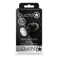 Shots Ouch! Round Gem Butt Plug Small Gunmetal/Diamond