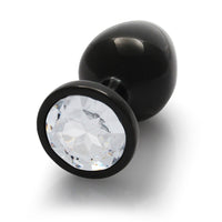 Shots Ouch! Round Gem Butt Plug Medium Gunmetal/Diamond