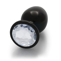 Shots Ouch! Round Gem Butt Plug Large Gunmetal/Diamond