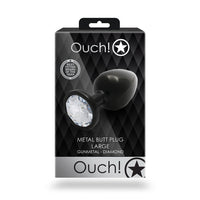 Shots Ouch! Round Gem Butt Plug Large Gunmetal/Diamond