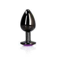 Ouch! Heart Gem Butt Plug Small Gunmetal/Amethyst