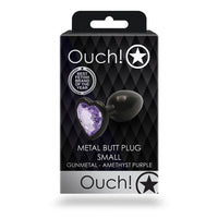 Shots Ouch! Heart Gem Butt Plug Small Gunmetal/Amethyst