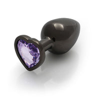 Shots Ouch! Heart Gem Butt Plug Medium Gunmetal/Amethyst