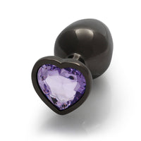 Shots Ouch! Heart Gem Butt Plug Medium Gunmetal/Amethyst