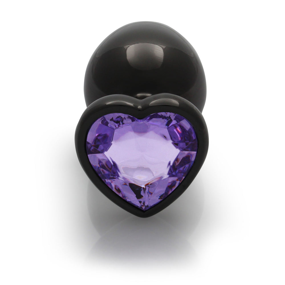 Shots Ouch! Heart Gem Butt Plug Large Gunmetal/Amethyst