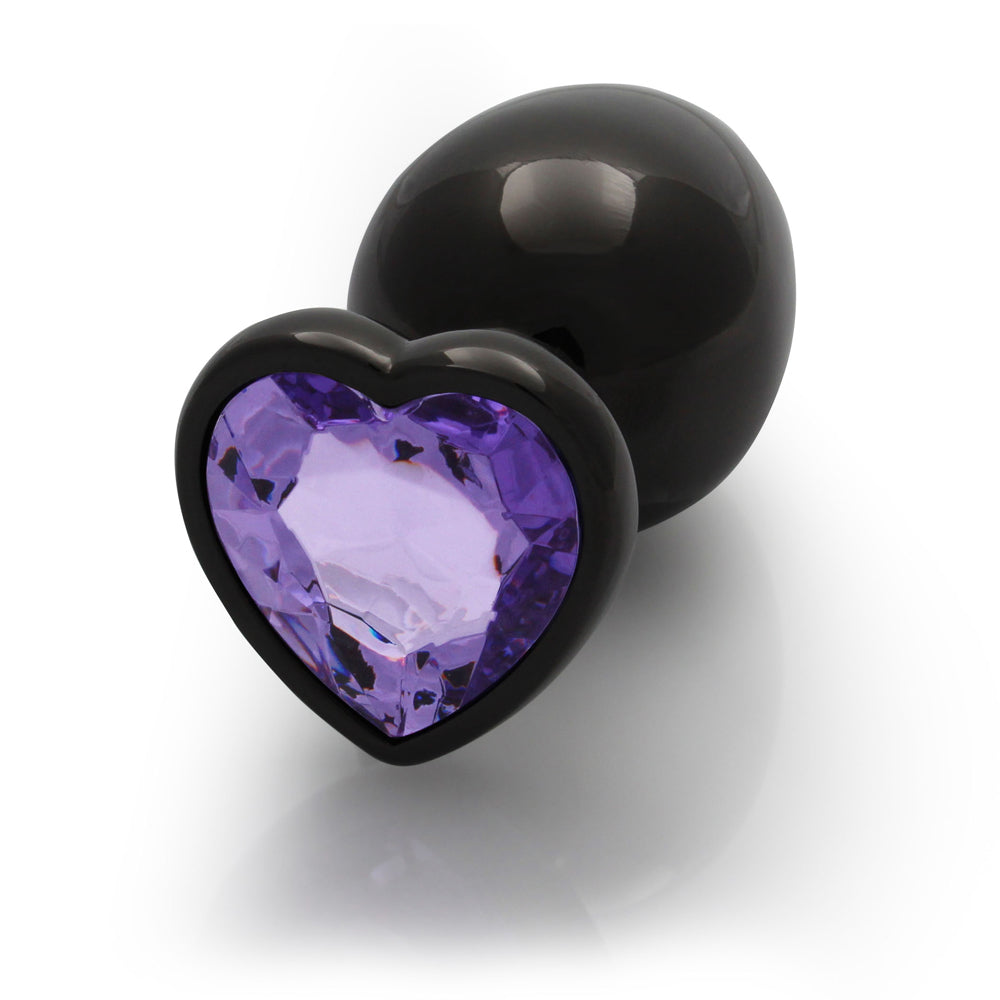 Shots Ouch! Heart Gem Butt Plug Large Gunmetal/Amethyst