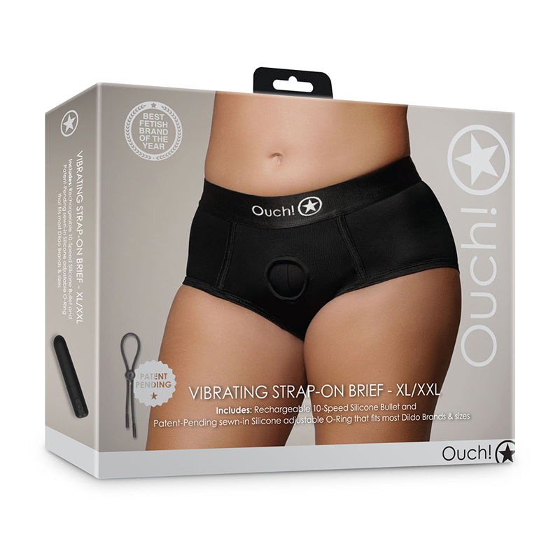 Shots Ouch Vibr Strapon Brief XL/2XL Blk