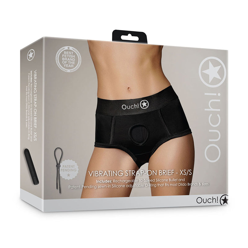 Shots Ouch Vibr Strapon Brief XS/S Blk