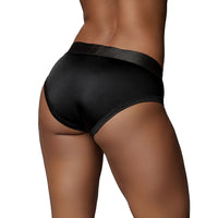 Shots Ouch! Vibrating Strap-on High-cut Brief Black M/L