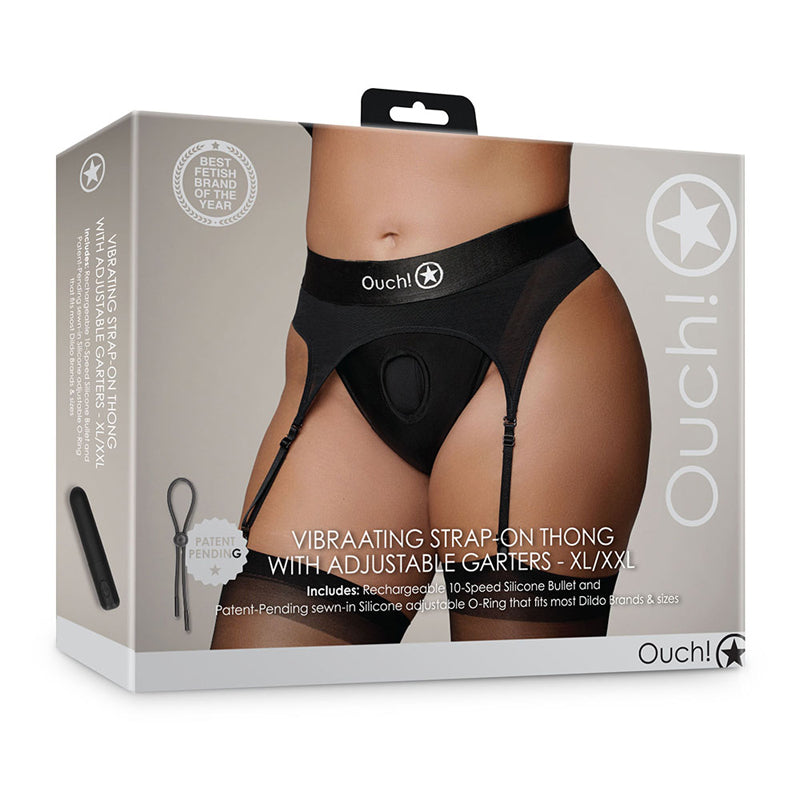 Shots Ouch Vibr StraponThngGart XL2XL Bk