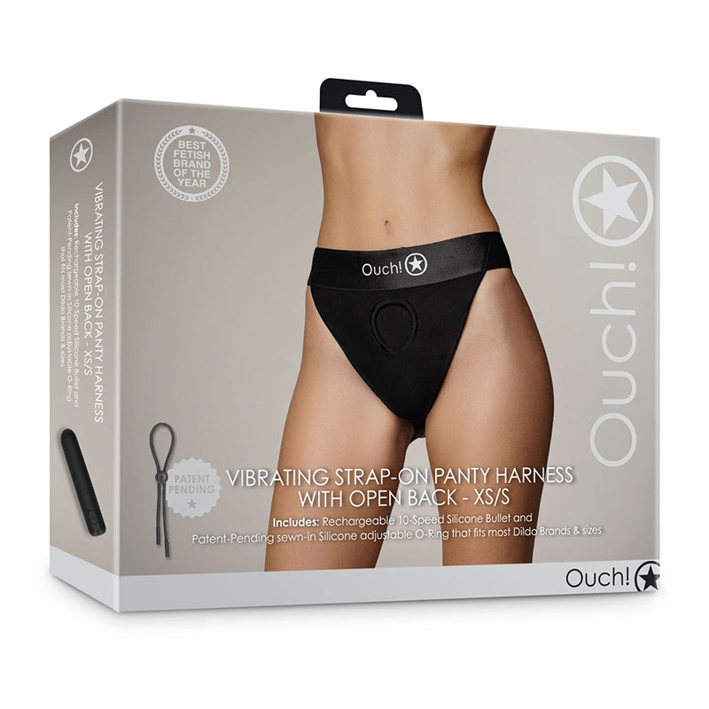 Shots Ouch Vibr StraponPantyHarn XS/S Bk