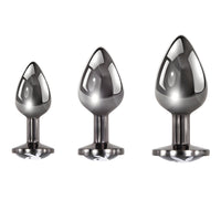 Playboy Pleasure 3 Ways 3-Piece Metal Anal Plug Set Hematite