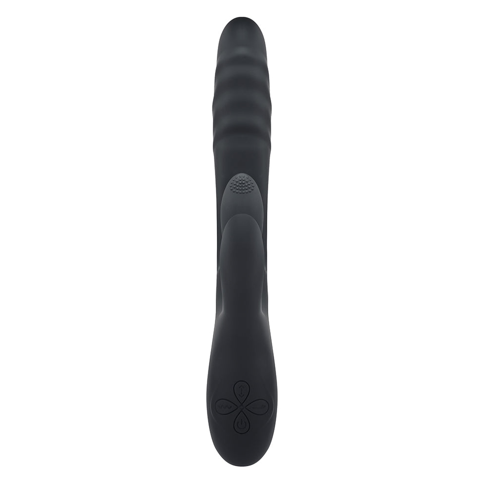 Playboy Rapid Rabbit Rechargeable Silicone Dual Stimulation Vibrator Black