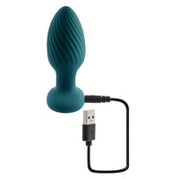 Playboy Spinning Tail Teaser Rechargeable Remote Controlled Vibrating Rotating Silicone Anal Plug Salute