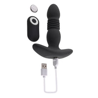 Playboy Trust The Thrust Rechargeable Remote Controlled Thrusting Vibrating Silicone Anal Plug Black