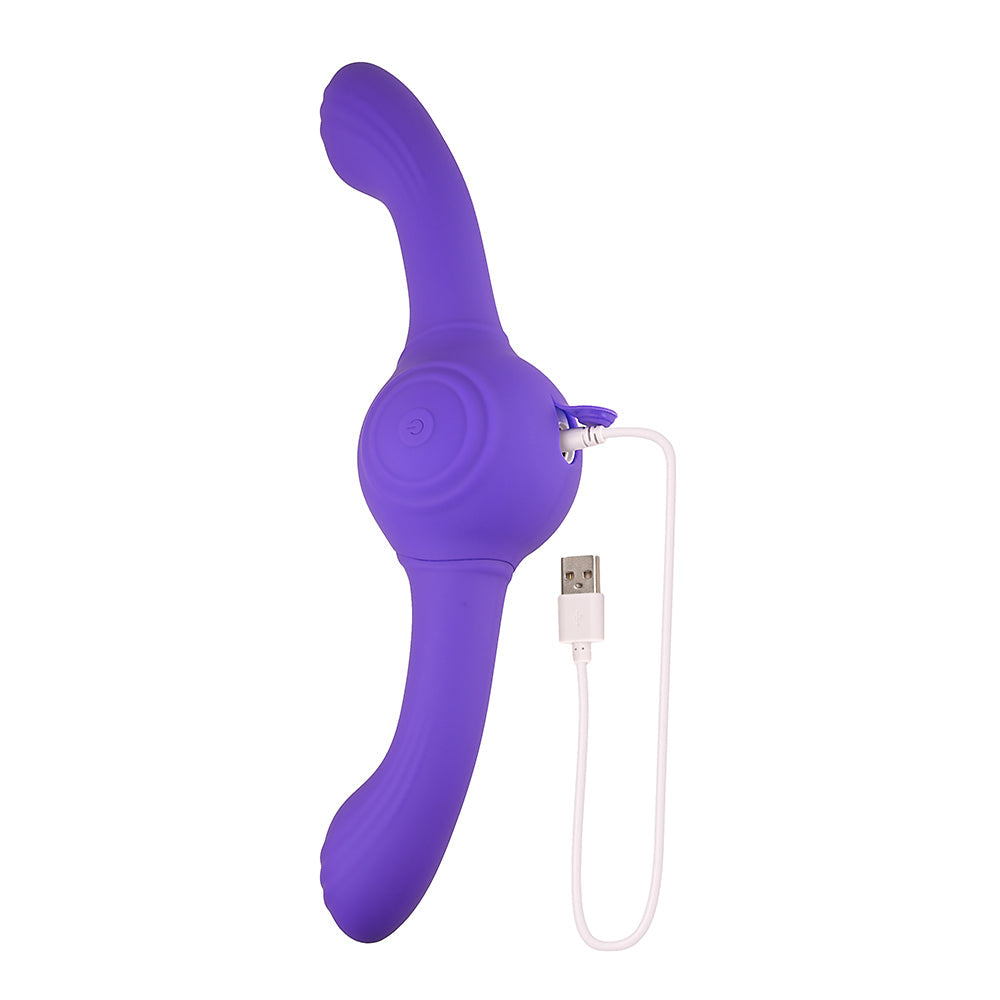 Evolved Our Gyro Vibe Rechargeable Dual Ended Gyrating Silicone Vibrator Purple