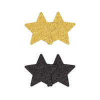 Pretty Pasties Glitter Stars Black/Gold 2 Pair