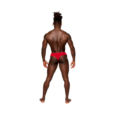 Male Power Sassy Lace Open Ring Thong Red L/XL