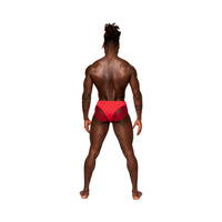 Male Power Sassy Lace Bikini Solid Pouch Red L