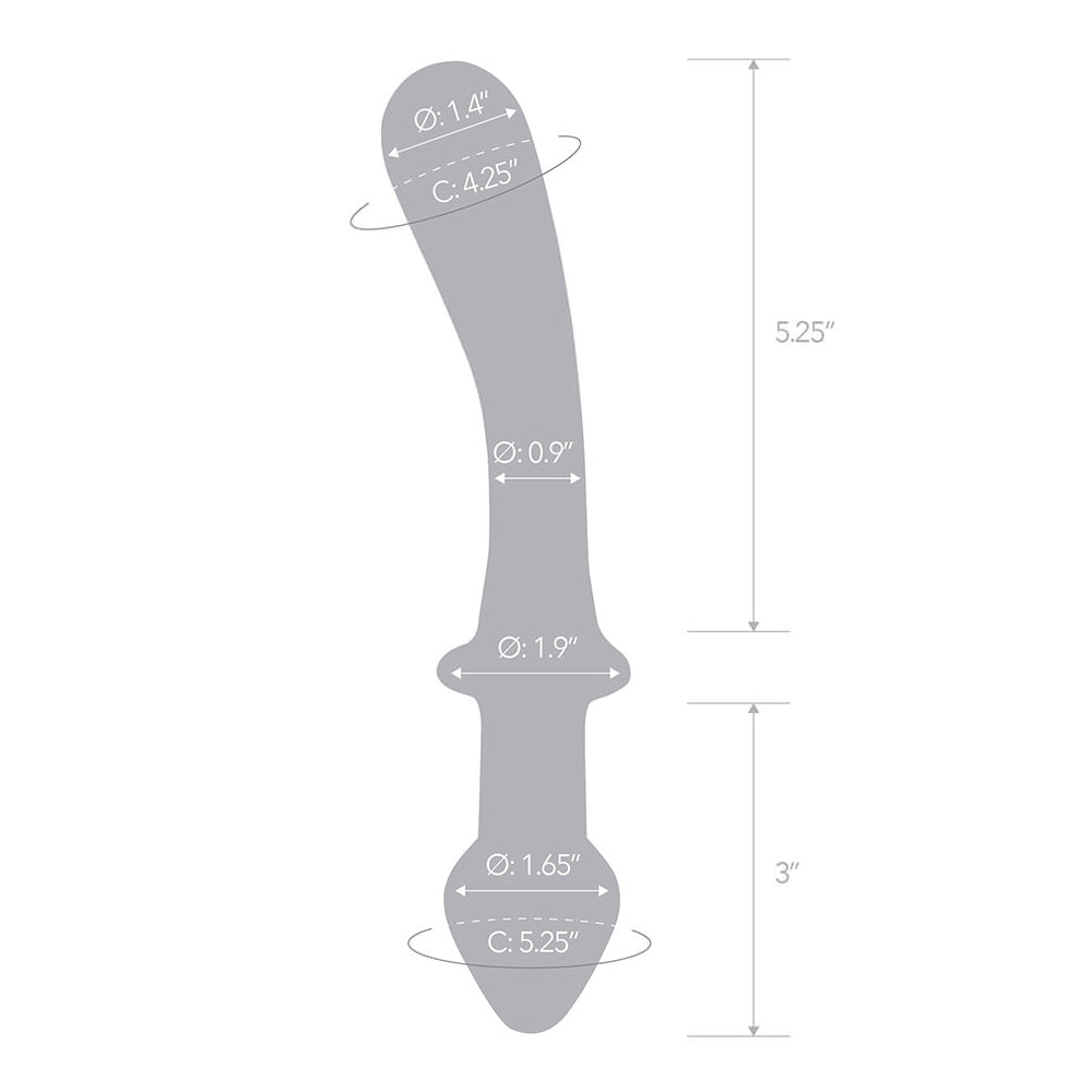 Glas Classic 9 in. Curved Dual-Ended Glass Dildo