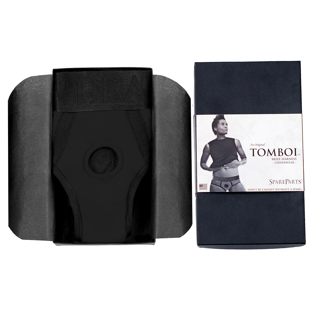 SpareParts Tomboi Nylon Briefs Harness Black Size 5XL
